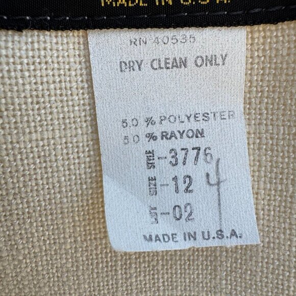 Suits Me Vintage Tan Womens Single Breasted 1 Button Linen Look Blazer Jacket 12 - Picture 6 of 9